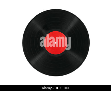 Vintage vinyl record avec blank label rouge. Banque D'Images