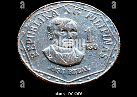 Jose Rizal Philippines Peso 1 coins Banque D'Images