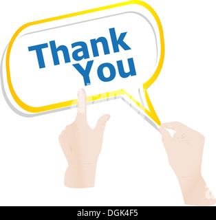 Mains tenant abstract cloud avec un mot merci Banque D'Images