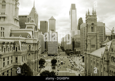 Philadelphia skyline de centre ville quartier, Pennsylvania, United States, USA. Banque D'Images