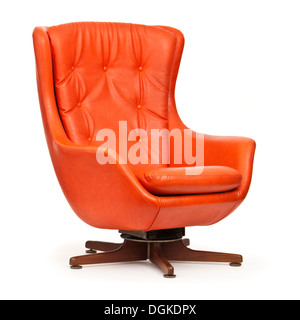 Orange Vintage fauteuil pivotant et d'inclinaison de la fin des années 1960 / début des années 1970. Banque D'Images