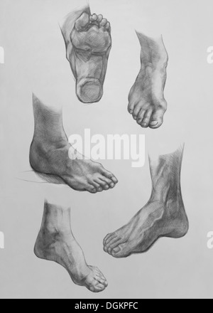 Afficher des pieds. C'est un dessin au crayon Banque D'Images