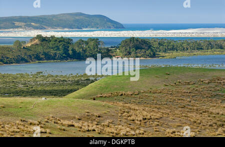 Dunes de sable blanc du Kokota Sandspit, Parengarenga Harbour, Te Kao, île du Nord, Nouvelle-Zélande Banque D'Images