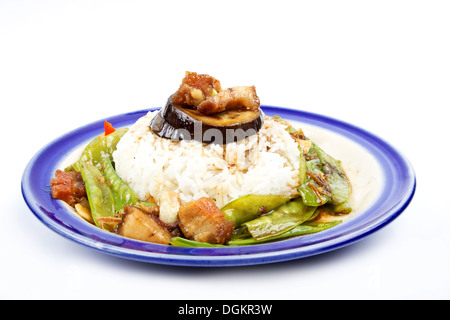 Sauté de porc croustillant avec du pois Banque D'Images