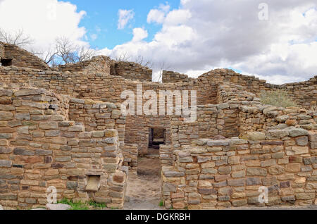 Règlement Anasazi historique, détail, Aztec Ruins National Monument, Aztec, Nouveau Mexique, USA Banque D'Images