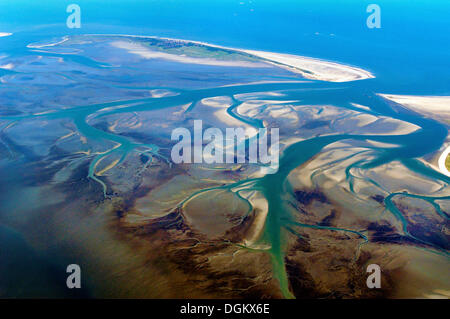 Vue aérienne de l'île de Wangerooge, basse-saxonne, Parc National de la mer des Wadden, Basse-Saxe, Allemagne Banque D'Images