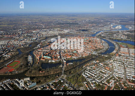 Vue aérienne, Luebeck, Lübeck, Schleswig-Holstein, Allemagne Banque D'Images