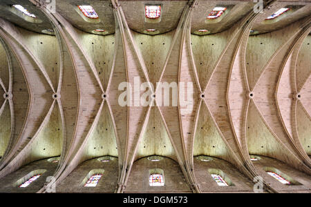 Basilique romane d'un plafond, abbaye Saint-Remi, UNESCO World Heritage Site, Reims, Champagne-Ardenne, Marne Banque D'Images