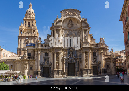 Espagne Murcia, Plaza Cardinal Belluga, cathédrale Santa Maria Banque D'Images