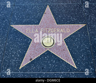 Terrazzo star pour la chanteuse Ella Fitzgerald, catégorie film, Walk of Fame, Hollywood Boulevard, Hollywood, Los Angeles Banque D'Images