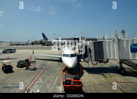 Manutention à l'Aéroport International de Los Angeles LAX, Terminal 8, Los Angeles, Californie, États-Unis d'Amérique, USA Banque D'Images