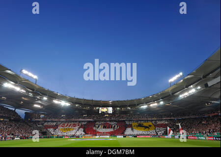 L'action du ventilateur pendant la demi-finale de la DFB, heure bleue, Mercedes-Benz Arena, Stuttgart, Bade-Wurtemberg, Allemagne Banque D'Images