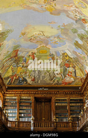 Salle de philosophie dans la bibliothèque de la monastère de Strahov, Prague, République Tchèque, Europe Banque D'Images