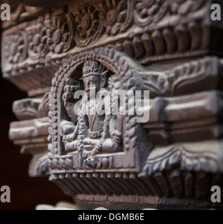 Dieu hindou au temple, Bandipur, Tanahu District, Népal, Asie Banque D'Images