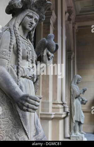 Statues à la bourse de Francfort am Main, Hesse Banque D'Images