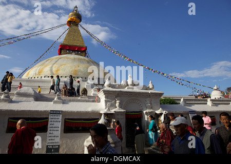 (Boudha) Bodhnath stupa Boudhanath (Tibétain) à Katmandou, UNESCO World Heritage Site, Népal, Asie Banque D'Images