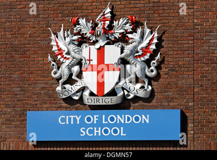 City of London School, le logo avec le CREST, Londres, Angleterre, Royaume-Uni, Europe Banque D'Images