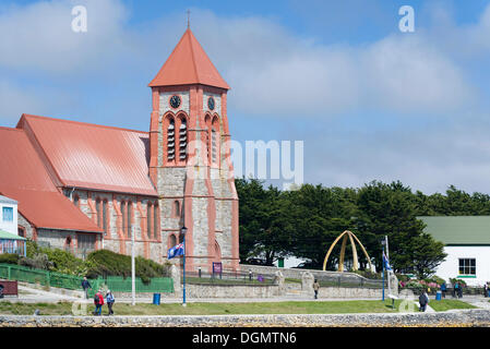 La Cathédrale Christ Church et Whalebone Arch, promenade, Stanley Stanley, Ostfalkland, Îles Falkland Banque D'Images