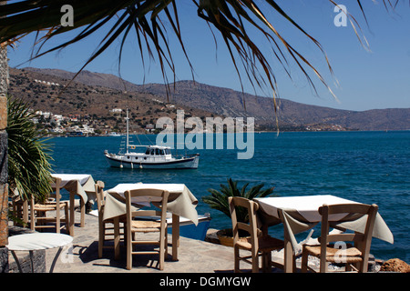 Taverne grecque traditionnelle à Elounda. CRETE Banque D'Images