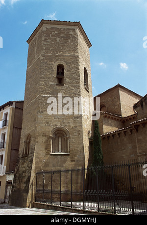 D'époque romane. L'Espagne. 12e siècle. Abbaye de San Pedro el Viejo (Saint Pierre le vieux). Tour Hexagonale. Huesca. L'Aragon. Banque D'Images