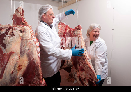 La viande étant préparé pour marché à une petite ferme dans l'Est, l'Islande Banque D'Images