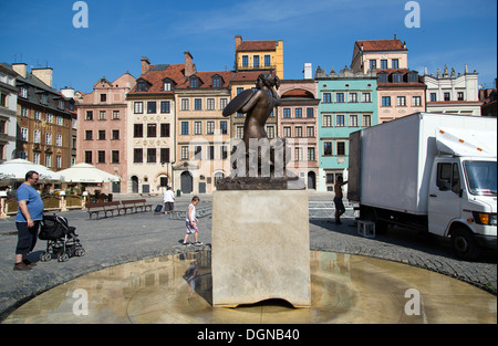 Varsovie, Pologne, la Sirène de Varsovie sur la place de la vieille ville Banque D'Images
