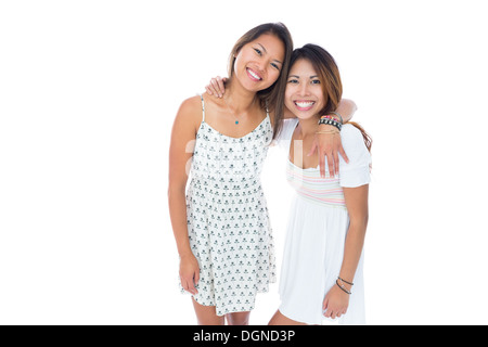 Deux cute Asian women posing for the camera Banque D'Images