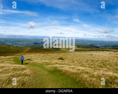 Offa's Dyke Path au-dessus de l'Évangile, le Herefordshire/Powys frontière, les Black Mountains, l'Angleterre/Pays de Galles Banque D'Images