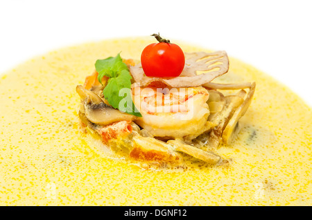 Soupe de purée de légumes et champignons Banque D'Images