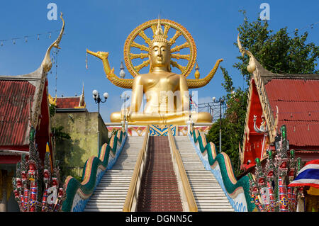 Statue du Grand Bouddha au temple à Ban Bo Phut, l'île de Ko Samui, Thaïlande, Asie Banque D'Images