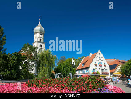 Église paroissiale de Wasserburg am Bodensee, le lac de Constance, Bade-Wurtemberg Banque D'Images