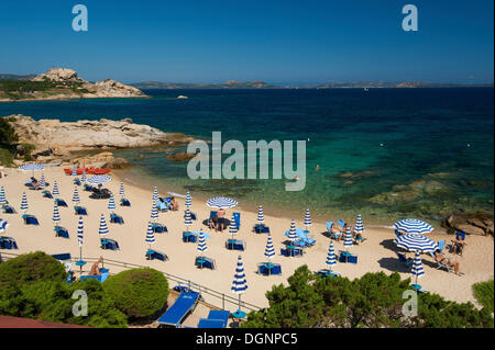 Plage du Grand Hôtel Smeraldo, Porto Cervo, Costa Smeralda, Sardaigne, Italie, Europe Banque D'Images