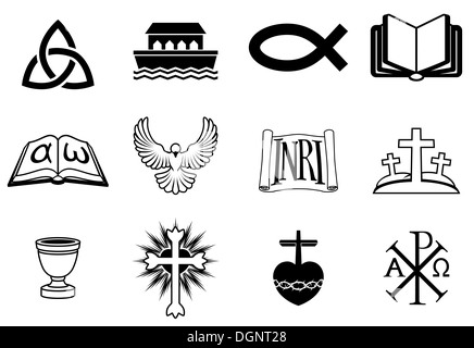 Un ensemble d'icônes relatives au Christianisme et thèmes chrétiens Banque D'Images