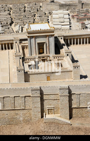 Vue détaillée du modèle historique de la ville, Deuxième Temple, modèle à l'air libre au Musée d'Israël, Jérusalem, Jérusalem Ouest Banque D'Images
