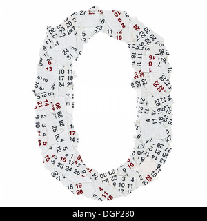 Le nombre zéro faites de feuilles de papier déchiré Banque D'Images