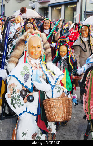 Swabian-Alemannic les caractères traditionnels du carnaval, Carnaval, Rottweil Rottweil, Forêt-Noire, Bade-Wurtemberg Banque D'Images