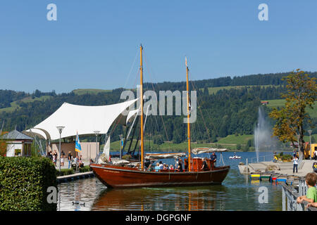 Bateau à voile lac Alpsee historique, Laedine, Santa Maria Loreto, Grosser Alpsee lac de Buehl, communauté d'Immenstadt Banque D'Images