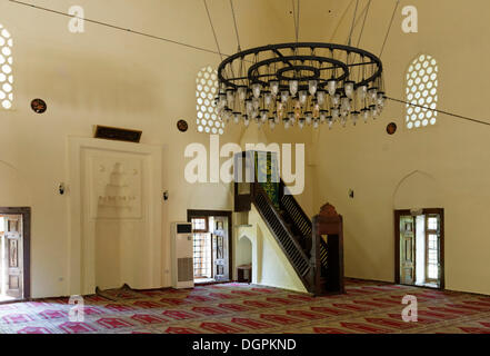 Salle de prière de la mosquée Sueleymaniye sur la colline du Château, Alanya, Turkish Riviera, Antalya Province, Région Méditerranéenne, Turquie Banque D'Images