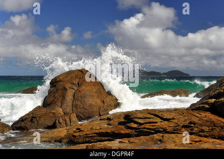 Vagues sur les rochers lopez mendes beach, ihla grande, près de Rio de Janeiro, Brésil, Amérique du Sud Banque D'Images