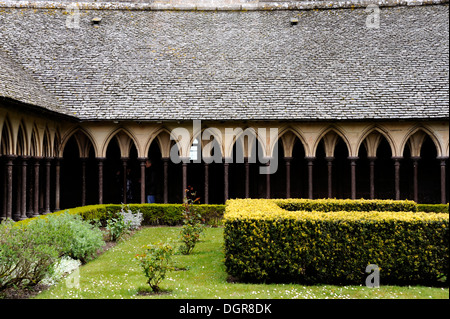 Abbaye du Mont Saint Michel, le cloître,Manche,Normandie,Normandie,France Banque D'Images