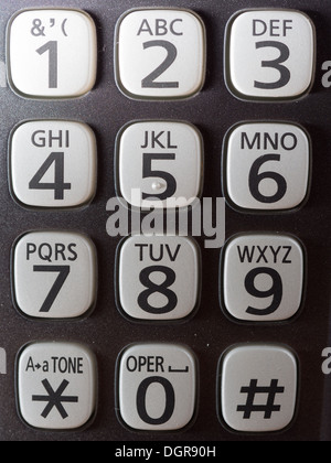 Le clavier d'un téléphone sans fil à l'ancienne Banque D'Images