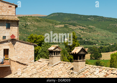 Vue sur les bâtiments anciens en Spello, Ombrie, Italie Banque D'Images