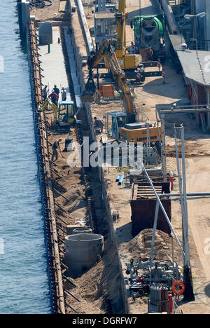 Site de construction d'un quai, à partir d'une vue à vol d'oiseau, canal de Kiel, Kiel, Schleswig-Holstein Banque D'Images