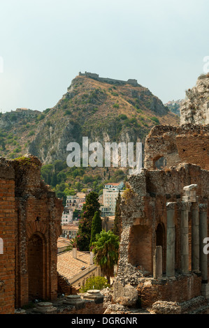 Théâtre grec de Taormina, Sicile, Italie Banque D'Images