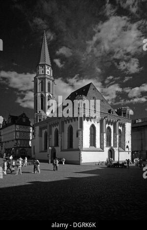 Vieux nikolai-kirche, église St Nicholas., roemer square, Frankfurt am Main, Rhin-région principale, Hesse Banque D'Images