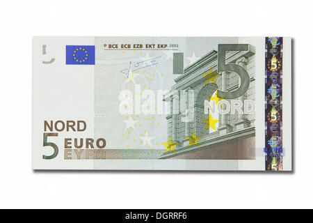 Icône symbolique, la désintégration de l'euro et l'introduction de la nouvelle monnaie euro, 5 Nord-Euro Banque D'Images