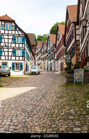 Maisons à colombages à Schiltach dans la vallée de la Kinzig, Forêt-Noire, Bade-Wurtemberg, PublicGround Banque D'Images