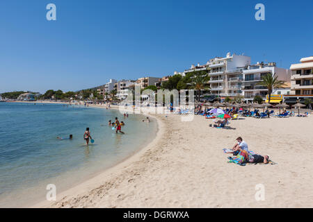 Plage de Port de Pollença, Cala Sant Vicenç, Pollença, Mallorca, Majorque, Îles Baléares, Espagne, Europe Banque D'Images