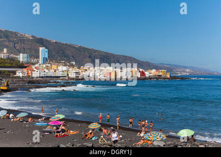 Plage de Playa Jardin, Punta Brava, Puerto de la Cruz, Tenerife, Canaries, Espagne Banque D'Images