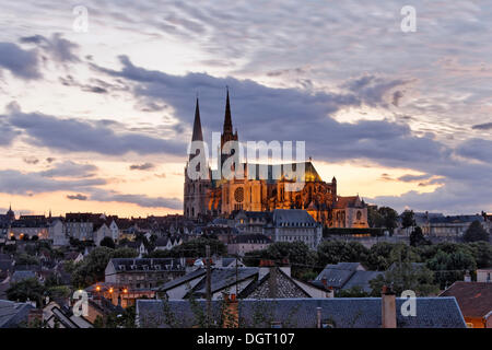 La cathédrale de Chartres, Chartres, région Ile de France, France, Europe Banque D'Images